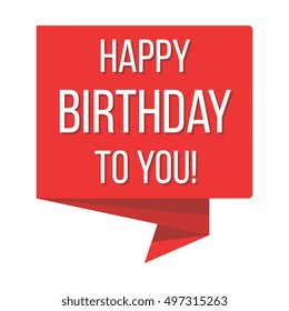 Happy birthday red banner vector illustration. Flat poster for holiday