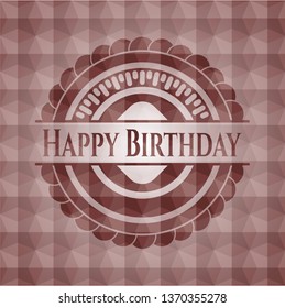 Happy Birthday red geometric badge. Seamless.