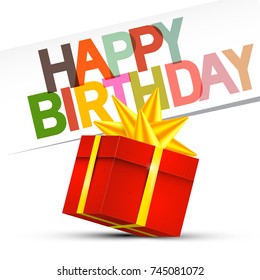 Happy Birthday Red Gift Box On Stock Vector (Royalty Free) 745081072