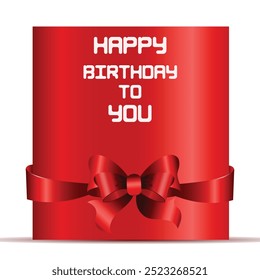 Happy Birthday Red gift boxes with white text and Red sequins confetti on white background. Gift Box Top View. Vector illustration