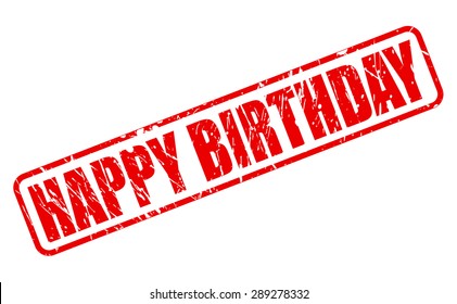Happy Birthday red stamp text on white