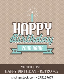 Happy birthday retro card template vector | EPS10