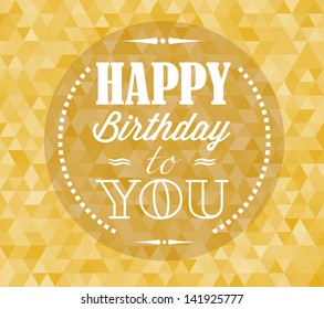 Happy birthday retro vector illustration with golden background