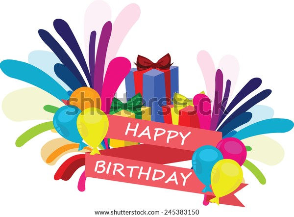 Download Happy Birthday Ribbon Stock Vector (Royalty Free) 245383150