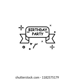 happy birthday ribbon dusk style icon. Element of birthday party in dusk style icon for mobile concept and web apps. Thin line happy birthday ribbon icon can be used for web