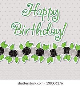 Happy Birthday rose banner card in vector format.