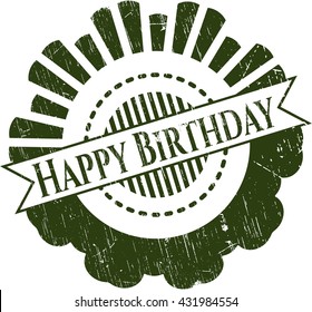 Happy Birthday rubber grunge texture seal