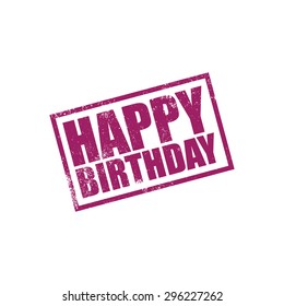Happy birthday, rubber stamp, vector illustration
