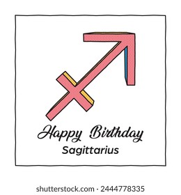 
Happy Birthday Sagittarius Zodiac Sign Birthday Card