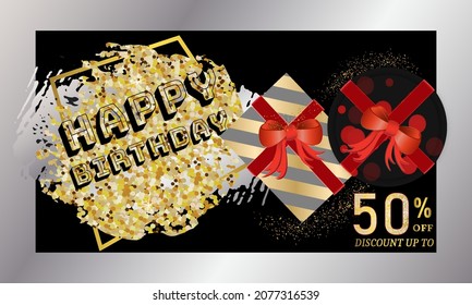 Happy Birthday sale background with gifts. Vector illustration. Wallpaper.flyers, invitation, posters. Images vectorielles