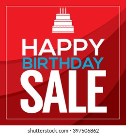 Happy Birthday Sale Banner Vector Illustration