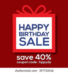 Happy Birthday Sale Banner Vector Illustration