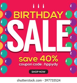 Happy Birthday Sale Banner Vector Illustration Stock Vector (Royalty ...