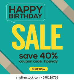 Happy Birthday Sale Banner Vector Illustration