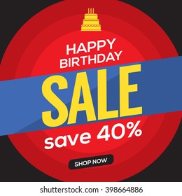 Happy Birthday Sale Banner Vector Illustration