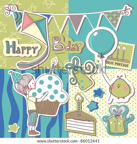 happy birthday scrapbook set