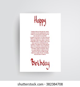 Happy Birthday Script Hand lettering Style.  Original Drawn Text on Background. Custom Typographic Composition. Calligraphic Phrase. Vector Illustration