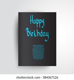 Happy Birthday Script Hand lettering Style.  Original Drawn Text on Background. Custom Typographic Composition. Calligraphic Phrase. Vector Illustration