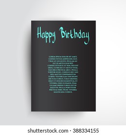 Happy Birthday Script Hand lettering Style.  Original Drawn Text on Background. Custom Typographic Composition. Calligraphic Phrase. Vector Illustration