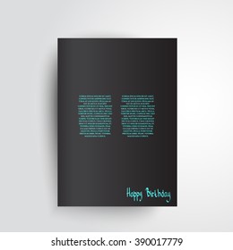 Happy Birthday Script Hand lettering Style.  Original Drawn Text on Background. Custom Typographic Composition. Calligraphic Phrase. Vector Illustration