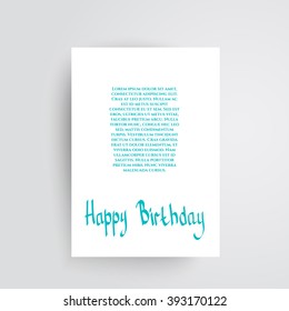 Happy Birthday Script Hand lettering Style.  Original Drawn Text on Background. Custom Typographic Composition. Calligraphic Phrase. Vector Illustration