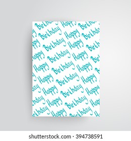 Happy Birthday Script Hand lettering Style.  Original Drawn Text on Background. Custom Typographic Composition. Calligraphic Phrase. Vector Illustration
