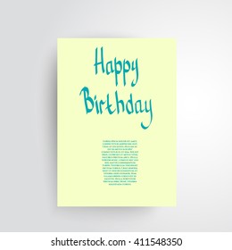 Happy Birthday Script Hand lettering Style.  Original Drawn Text on Background. Custom Typographic Composition. Calligraphic Phrase. Vector Illustration