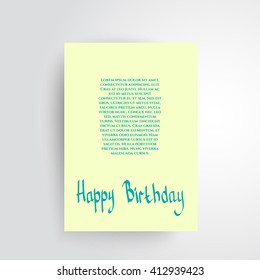 Happy Birthday Script Hand lettering Style.  Original Drawn Text on Background. Custom Typographic Composition. Calligraphic Phrase. Vector Illustration