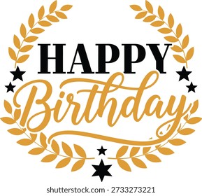 Happy Birthday script typography design vector illustration for elegant celebration greeting party decor and special occasion on transparent background.
