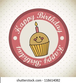 happy birthday seal over vintage background. vector illustration