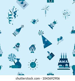 Happy Birthday Seamless Background Pattern. Simple, Minimalistic and Flat Style. Monochrome color. Vector