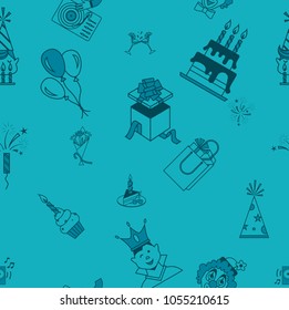 Happy Birthday Seamless Background Pattern. Simple, Minimalistic and Flat Style. Monochrome color. Vector