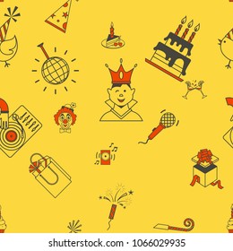Happy Birthday Seamless Background Pattern. Simple, Minimalistic and Flat Style. Colorful. Vector