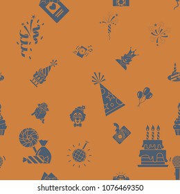 Happy Birthday Seamless Background Pattern. Simple, Minimalistic and Flat Style. Retro Color. Vector