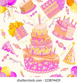 Happy birthday seamless background pattern.