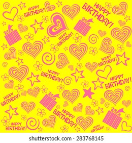 Happy birthday seamless background pattern. Vector illustration.