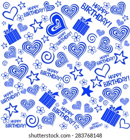 Happy birthday seamless background pattern. Vector illustration.