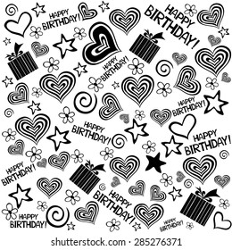 Happy birthday seamless background pattern. Vector illustration.