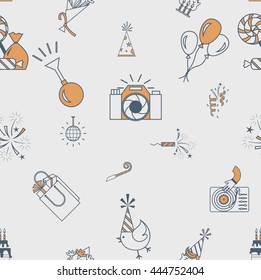 Happy Birthday Seamless Background Pattern. Simple, Minimalistic and Flat Style. Retro Color. Vector