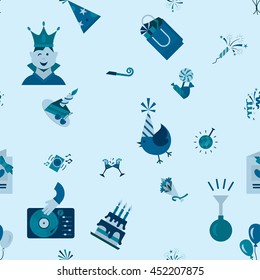 Happy Birthday Seamless Background Pattern. Simple, Minimalistic and Flat Style. Monochrome color. Vector