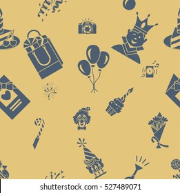 Happy Birthday Seamless Background Pattern. Simple, Minimalistic and Flat Style. Retro Color. Vector