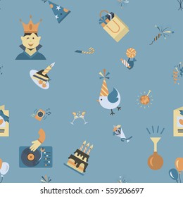Happy Birthday Seamless Background Pattern. Simple, Minimalistic and Flat Style. Retro Color. Vector