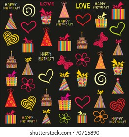 Happy birthday seamless background pattern in vector