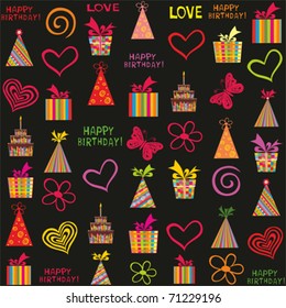 Happy birthday seamless background pattern in vector