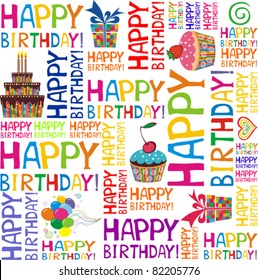 Happy Birthday Seamless Background Pattern In Vector