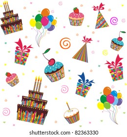  Happy birthday seamless background pattern in vector