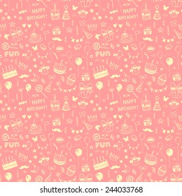 Happy birthday seamless hand drawn background pattern in vector