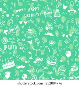 Happy birthday seamless hand drawn background pattern in vector