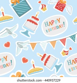Happy birthday seamless hand drawn background pattern in vector