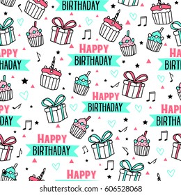 Happy birthday Seamless pattern.